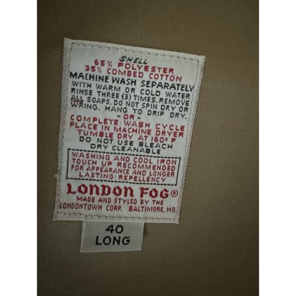 London Fog Coat 40L Tan Maincoat Weatherwear Trench Double Breasted Button - Picture 12 of 14